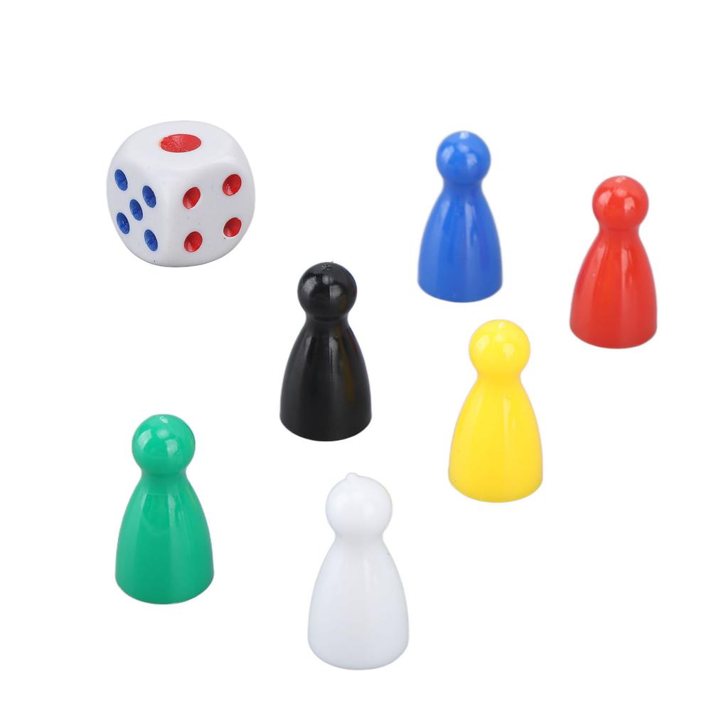 30PCS 6 Color Chess Pieces 5PCS 6 Sided Dice Plastic Chess Game Pieces Dice Set for Board Game