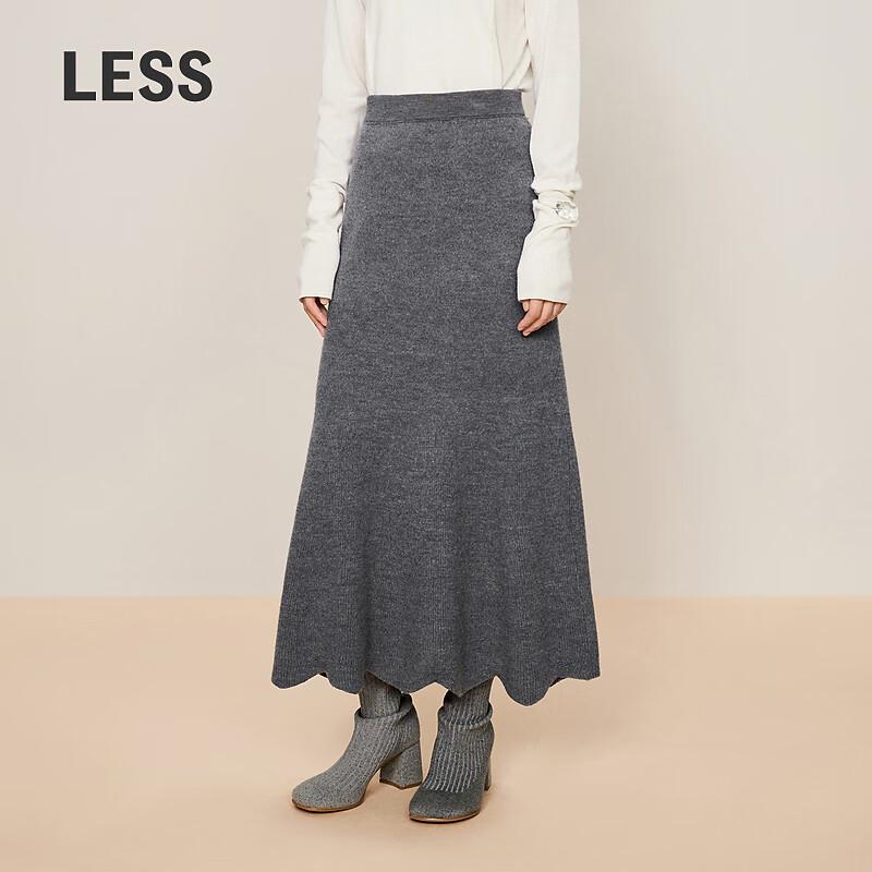 LESS 2024 Winter Wool Blend Retro Long Skirt M