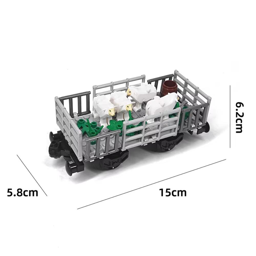 MOC Train Carriage Model, Rail Transport Vehicle, Coal Transport Vehicle, Rail Lift Pole Indicator Light, Train Accessories