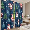 2pcs 2D flat printing Christmas Window Curtains Blue Cartoon Santa Claus Fabric Without Electricity Birthday Party Perfect for