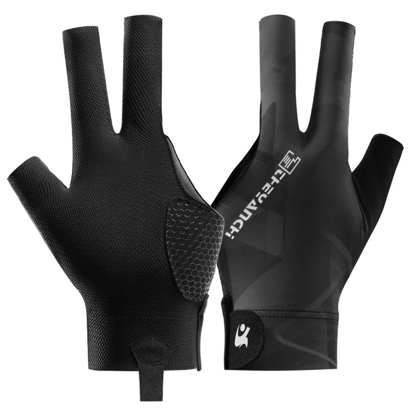 

Billiards Glove Left Hand Three Finger Snooker Billiard Glove Non Slip Stickers Elasticity Billiard Training Gloves Accessories черный серый