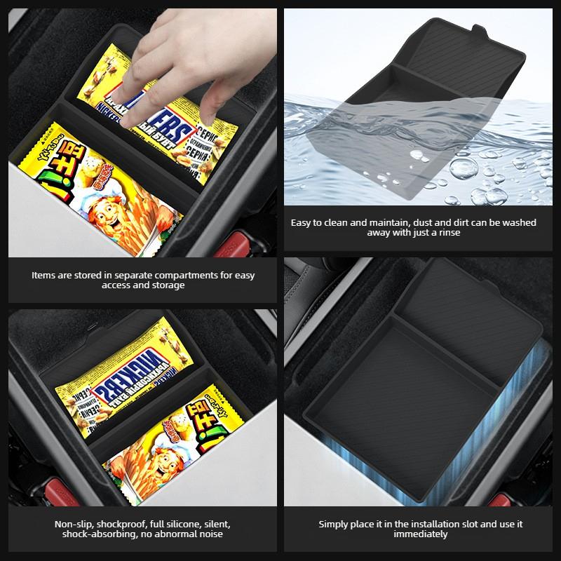 for Tesla Model Y Standard 2026 Accessories Center Console Storage Organizer Box Armrest Box Storage Tray Protection Mat