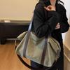 Yogodlns Oversized Canvas Fabric Shoulder Cross Body Bags For Women Solid Color Large Capacity Shopping Travelling Duffel Handbags