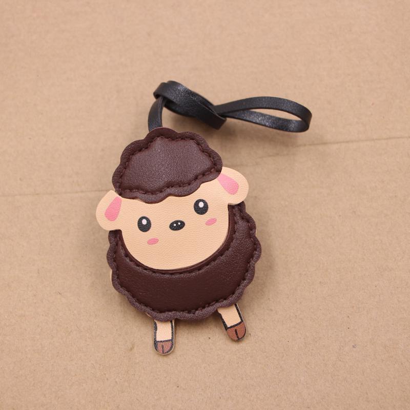 Cute Cartoon Sheep Shaped Bag Charm Waterproof PU Leather Pendant for Backpacks Handbags Keys Party Decor Accessory