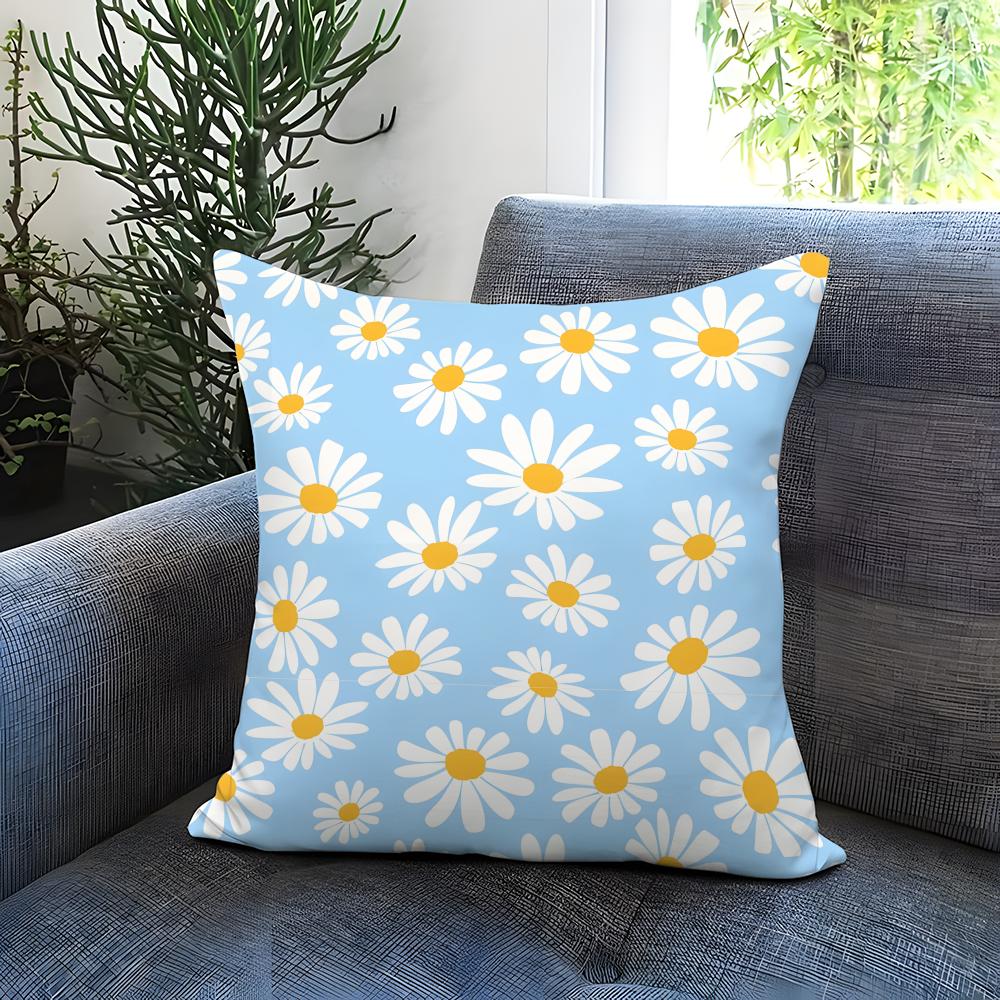 Daisy Pattern Cushion Cover Comfortable Reversible Pillow Cover Ideal for Car Sofa Bedroom  Beyond