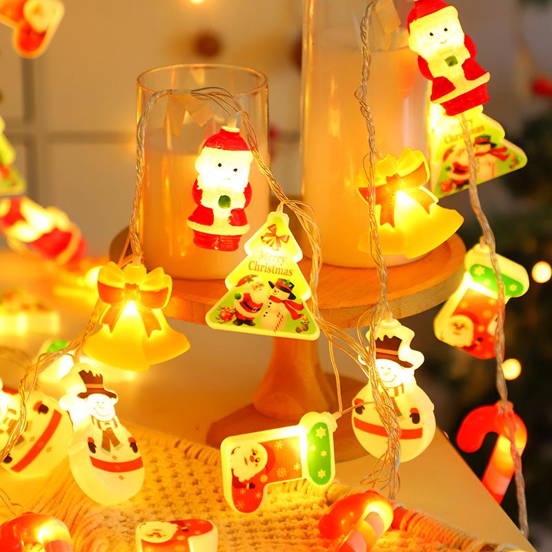 Battery-Powered LED Christmas Bell String Lights for Colorful Room Decoration