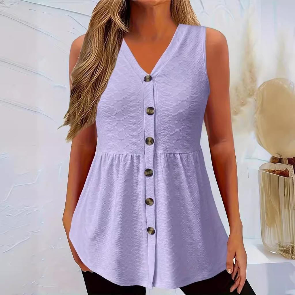 QICED Spring and Summer Women's Twist Button Solid Color No Hole Palace Leisure Vest
