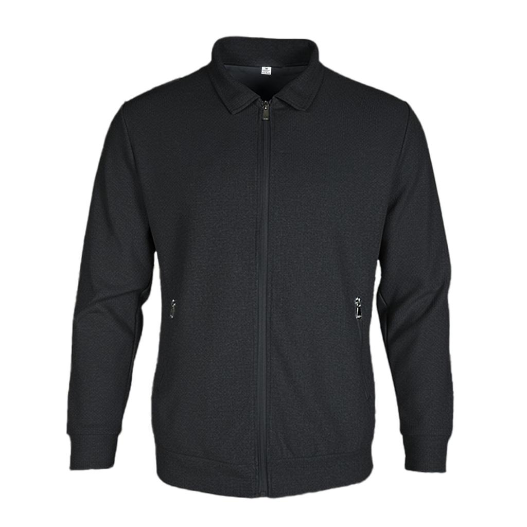 2025 Herren Slim Fit Lässige Strickjacke Jacke - Frühling/Herbst, Reißverschlusstaschen, Reverskragen, Uni-Farbe