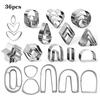 36 Delar/set Polymerlera Verktyg Rostfritt Stål Skärform DIY Örhänge Prydnad Hänge Mjuklera Keramikverktyg