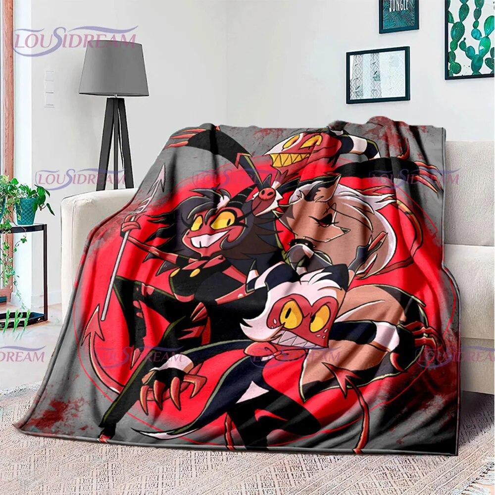 Creativity Animation Helluva Boss Blitzo Adult Soft Plush Flannel Blanket Throw Blanket Living Room Bedroom Bed Sofa Badspread