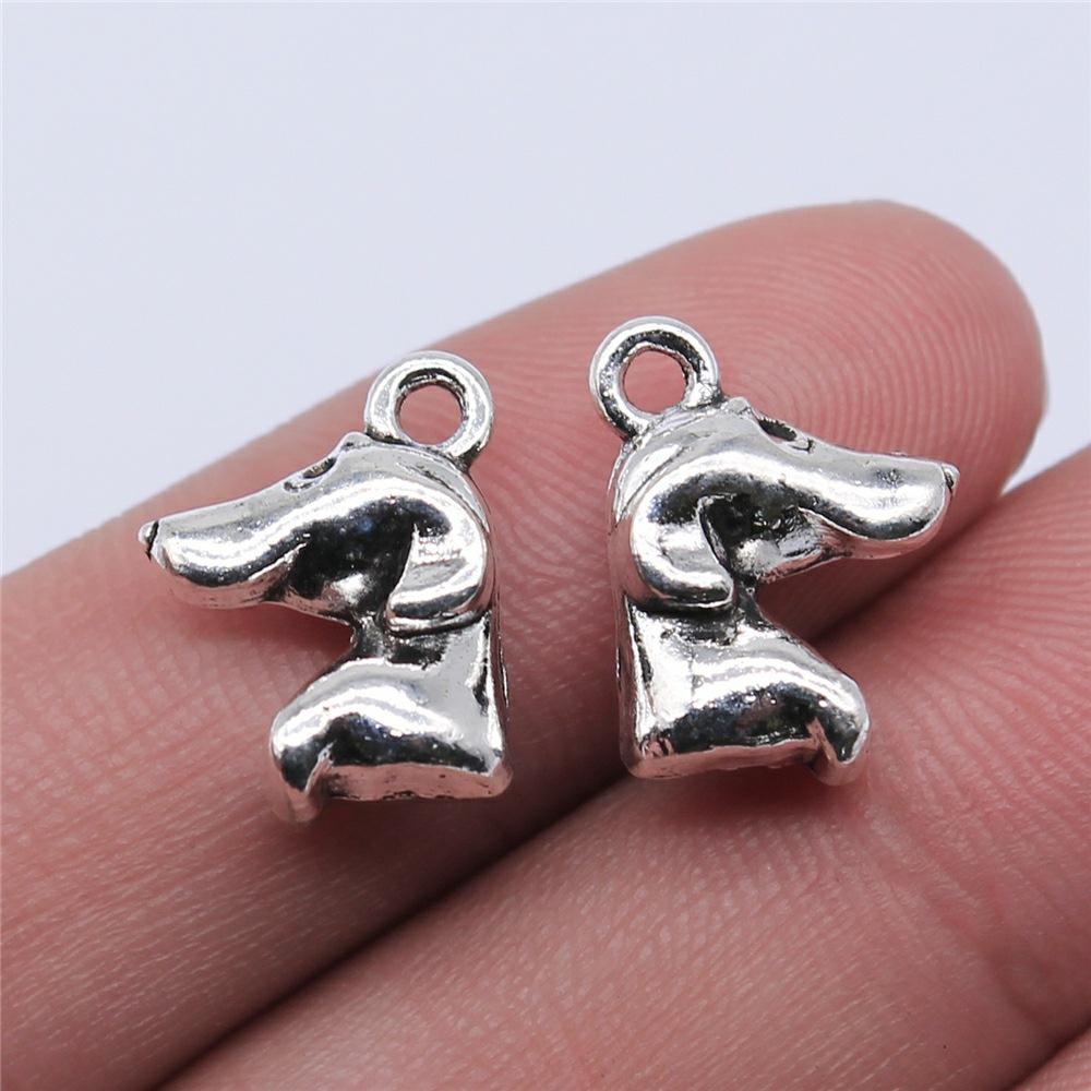 20pcs Puppy Dog Dachshund Bulldog Doghouse Charms Antique Silver Color Plated Pendants Jewelry Making DIY Handmade Craft