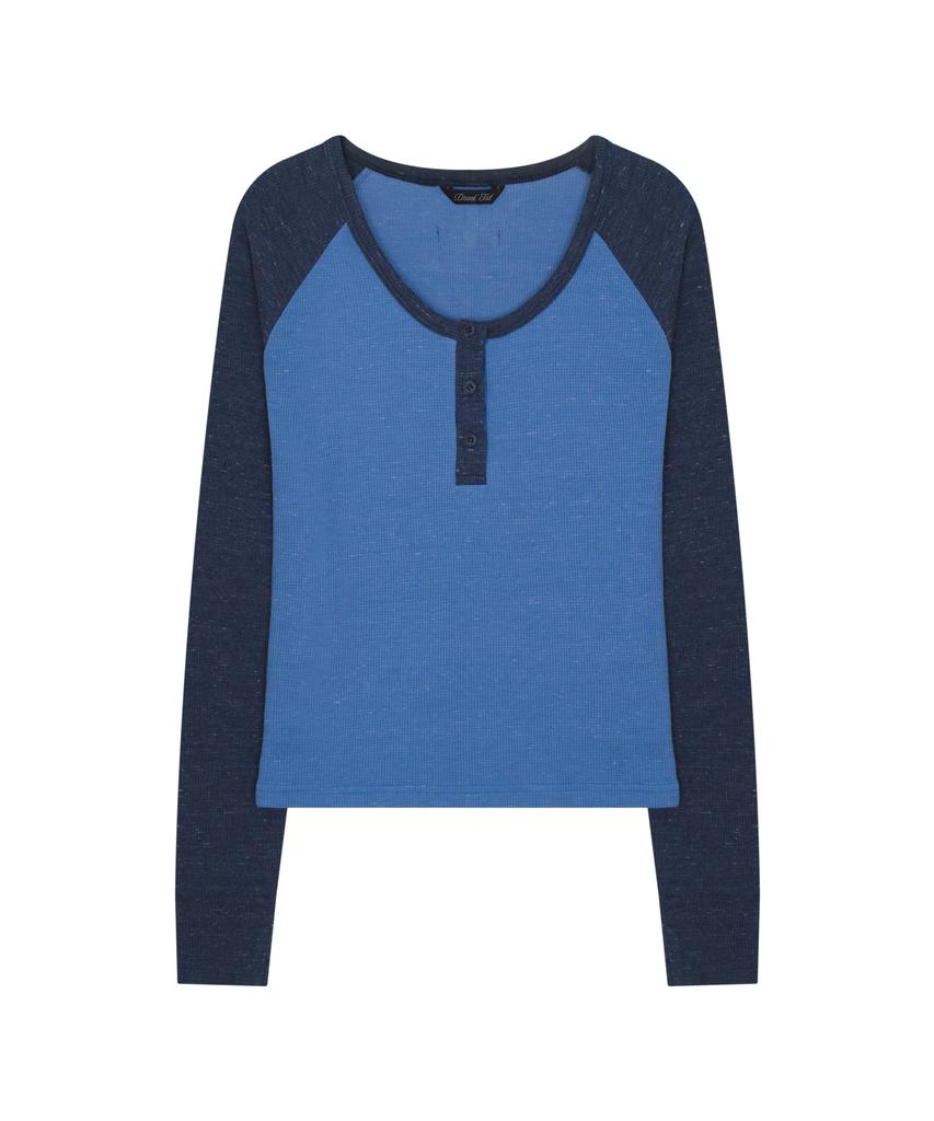 Deuleongkeutegseuteu [Woman] Reglan Henly Neck Long Sleeve Sky Blue