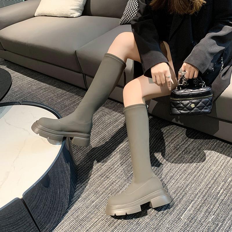 

Мягкие кожаные женские длинные сапоги осень-зима на каблуке женская обувь женские высококачественные рыцарские сапоги повседневные сапоги до колена 40 серый
