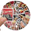 50 Stück Retro Kino Aufkleber Popcorn Graffiti Aufkleber für Tagebuch Kühlschrank Schrank Geldbörse Rucksack Umschlag Etikett Magazin Dekoration Aufkleber