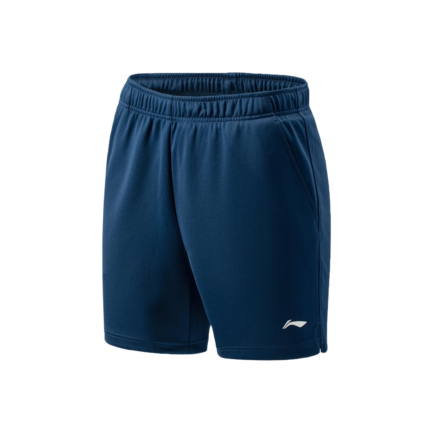 

Li-Ning Серия для бадминтона, однотонные прямые шорты со средней талией, мужские штаны, темно-синие, AAPR379-10 2XL