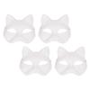 10PCS Cat Therian Face Cover Paper DIY Hand Painted Blank Animal Cat Half Face Cover with Fur and Eye Mesh for Cosplay Party