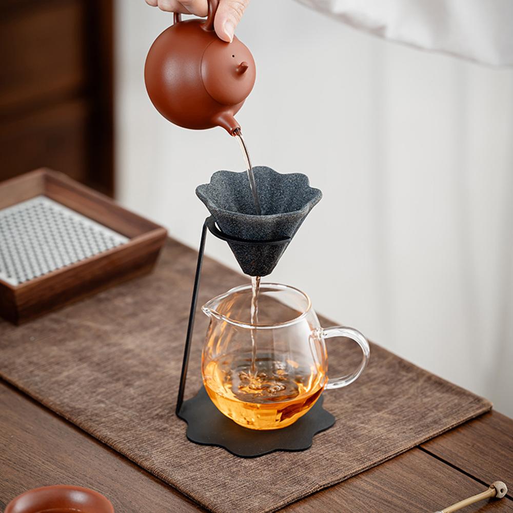 New Tea Drain Ceramic Stone Material One-piece Baked Non-porous Tea Strainer Loose Tea Straining Stepper Coffee Precision Filter
