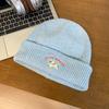 Cute Puppy Embroidered Knitted Wool Hat Children Autumn and Winter Versatile Big Head Circumference Showing Small Face Warm Bag Head Cold Hat