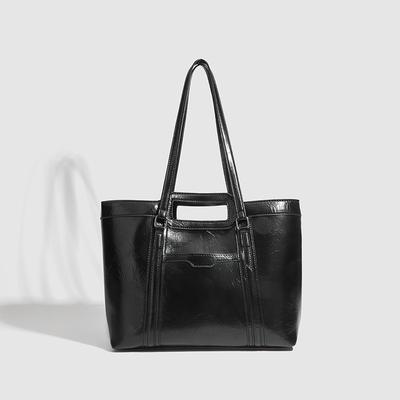 Borsa Tote di Alta Qualità a Grande Capacità Design di Nicchia Femminile Borsa a Spalla/Sottobraccio in Pelle Cerata ad Olio
