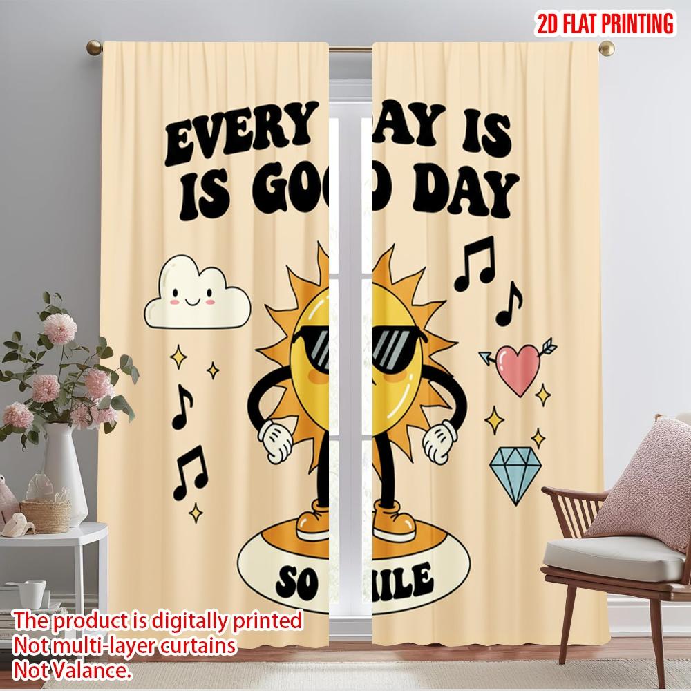 

2pcs 2D flat printing Drapes Happy Sun Smiling Cloud Polyester Without Electricity Party Decorations for Room bedroom wall decor 52.50×116.00 CM 2pcs