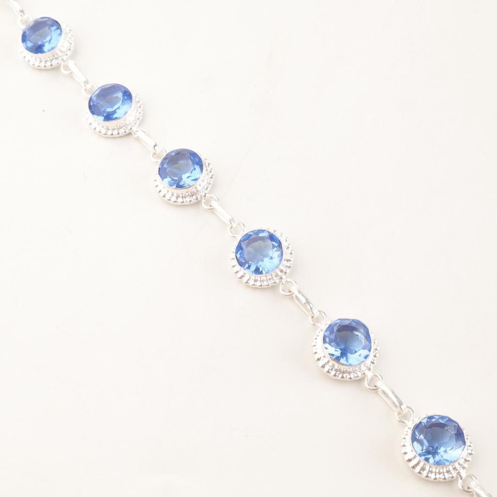 Tanzanite Gemstone 925 Sterling Silver Jewelry Handmade Bracelet 9" Gift For Her RB-9-10