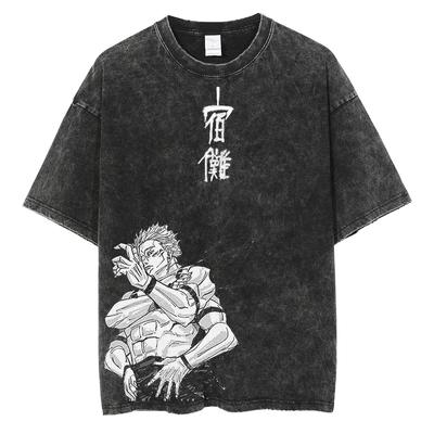 Jujutsu Kaisen Anime Gojo Satoru Vasket T-skjorte Vintage Harajuku Bomull Menn Streetwear Oversized Dame Kort Erme