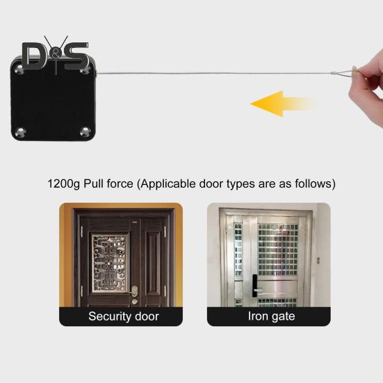 Chiudiporta automatico con filo d'acciaio da 1,2 m, regolabile, senza fori, montaggio a parete, per camera da letto, bagno, tenda da doccia, dispositivo di apertura e chiusura della porta scorrevole