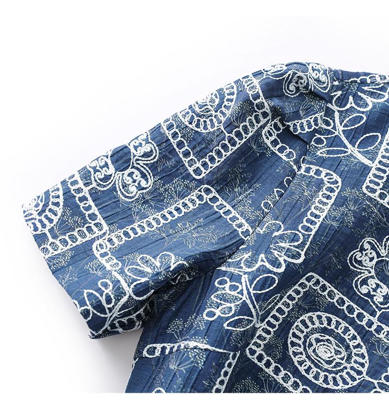 High-End Exquisite Crew Neck Embroidered Lace-Up Summer Dress