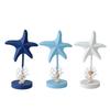 Nautical Themed Starfish Table Decor Coastal Beach Wooden Starfish Figurine Vintage Ocean Block Sign with Wood Base for Living Room Bedroom