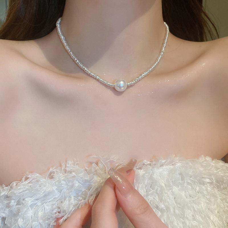French Romance~ Retro Elegant Flower Pearl Necklace Temperament Versatile Collarbone Chain Necklace Women