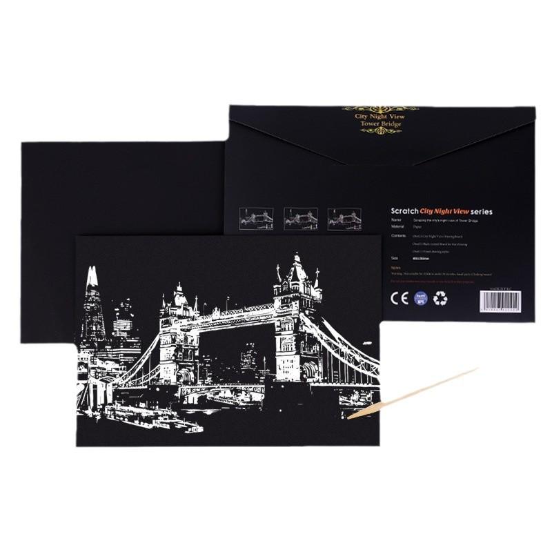 City Night View A4 Scratch Art Paper - Children’s Craft Kit