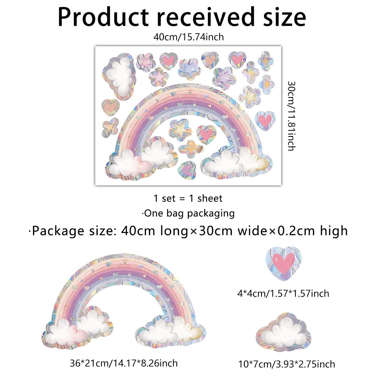 

Xc2012 Розовое Радужное Облако Любовь Звезда Наклейка на Окно Солнечный Свет Красочная Статическая Наклейка на Стекло Двусторонняя Визуальная