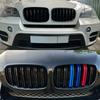 A Pair Gloss Black M Color Double Slat Kidney Grille Front Bumper Grill For BMW E70 E71 E72 X5 X6 2007-2014 Racing Grills