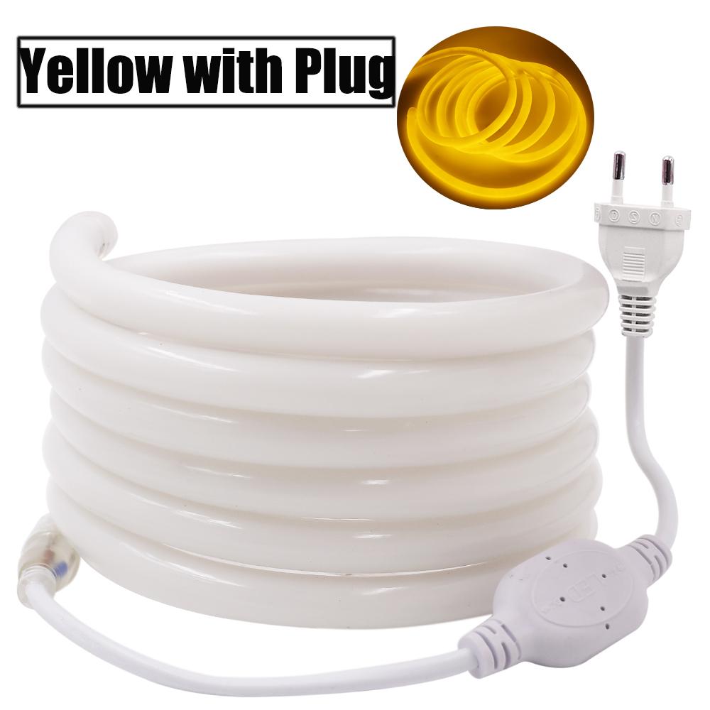 Round LED Flexible Strip Light 220V SMD 2835 RGB LED Neon Light flex tube 120led IP68 Waterproof rope string lamp EU Power plug
