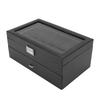 24 Slots Watch Display Box Carbon Fiber Watch Case with Drawer Design Waterproof PU Leather Interior Watch Organizer