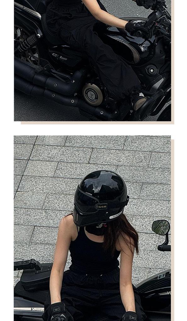 Fiberglass Retro Full Face Motorcycle Helmet for All Seasons - Unisex Winter Safety 3C Certified