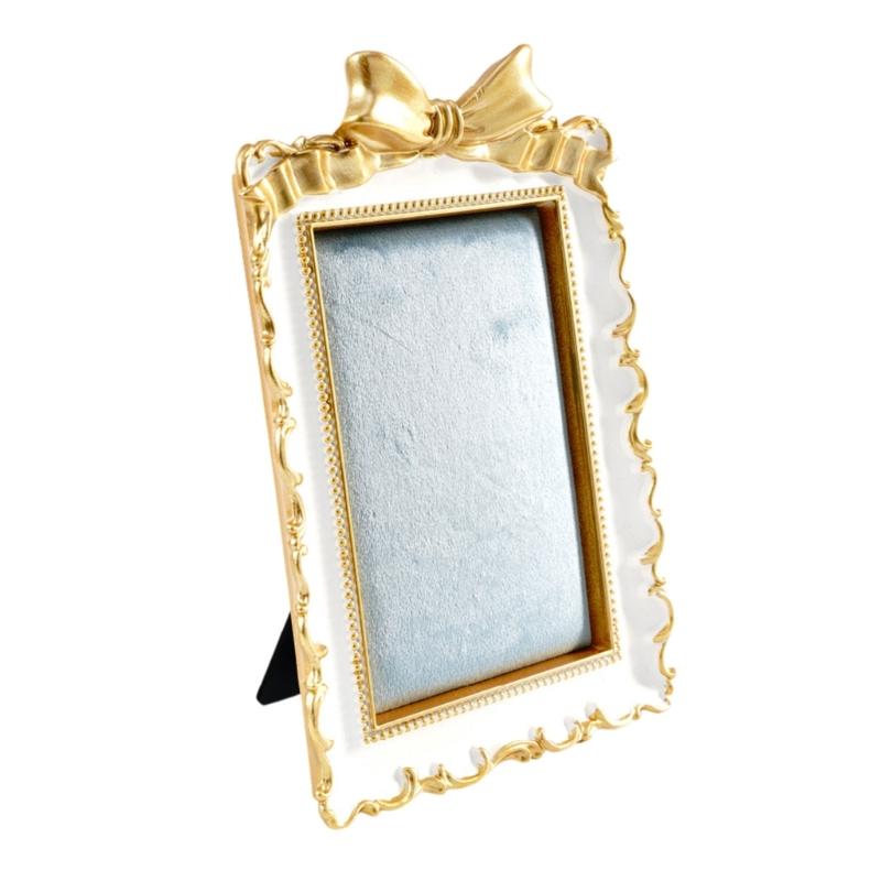 Jewelry Display Stand with Lined Panel, Ornate Resin Frame, Tabletop Holder for Vanity, Counter, and Dresser Display