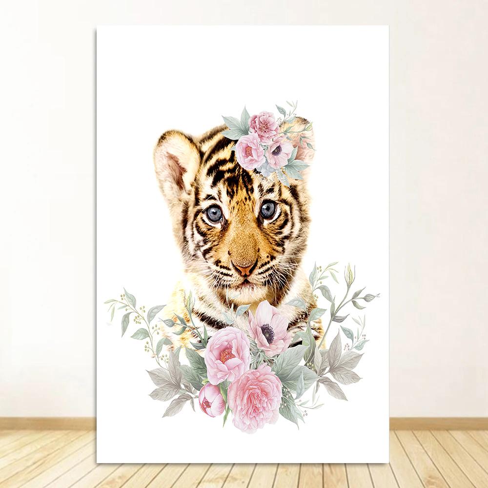 Baby Room Animal Wall Art Canvas Painting Cute Elephant Lion Giraffe Decor Poster Child Bedroom Personalised Kids Picture Decor