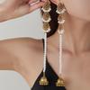 Bohemian Rhinestone Pearl Tassel Earrings: Exaggerated Studs with a Unique Design for Women
