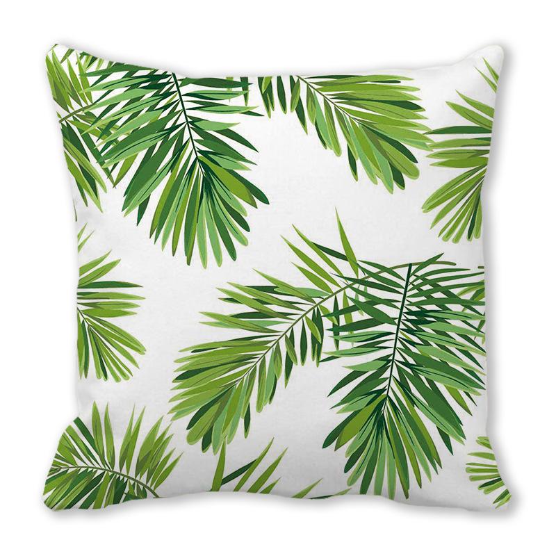 Watercolor tropical green leaf banana leaf Digital printing short plush pillow covers for sofa office cushion cover home goods