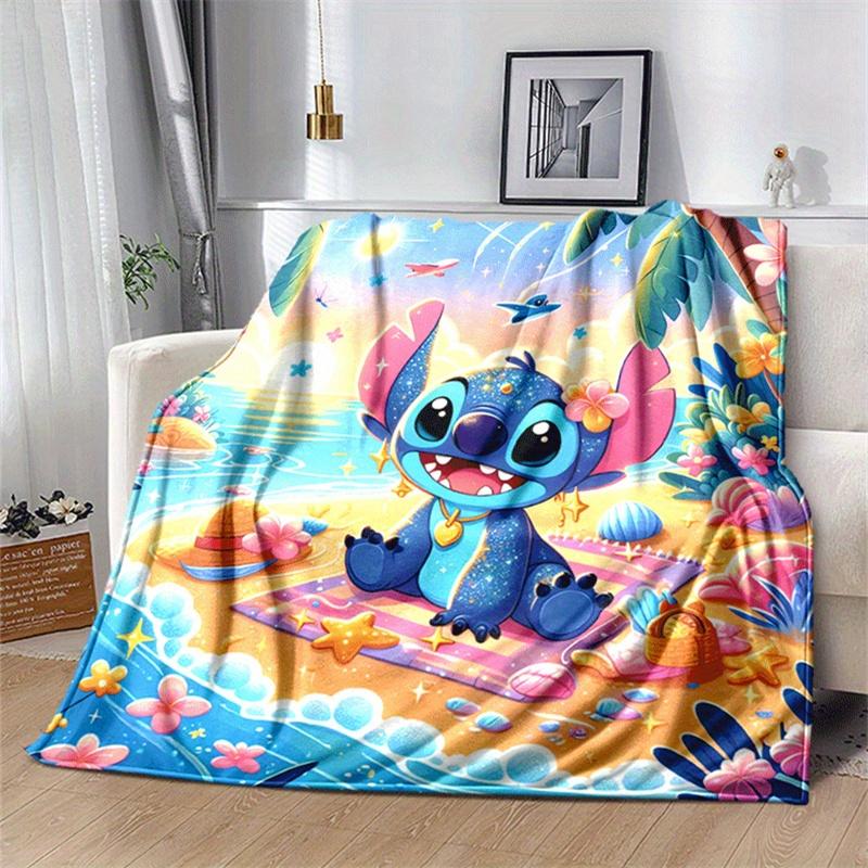 

1pc Cute Stitch Print Blanket, Cute Cartoon Design, Living Room Home Decoration Sofa Travel Soft and Cozy 130cmx150cm