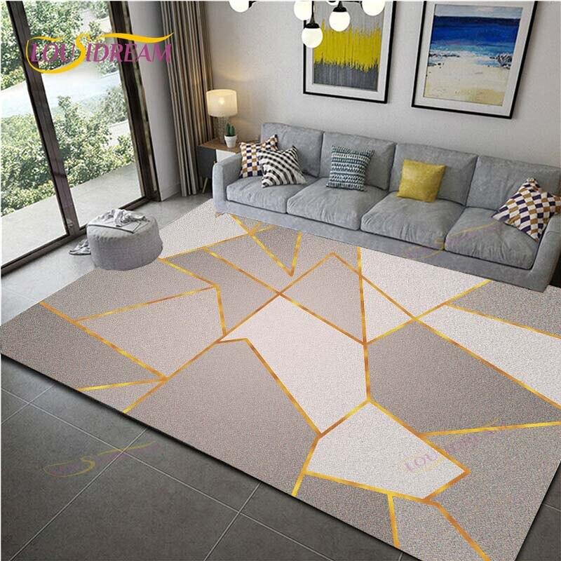 Geometric Carpet for Living Room Velvet Rug Kids Bedroom Bedside Rugs Soft Square Fluffy Carpets Home Sofa Table Decor Mat