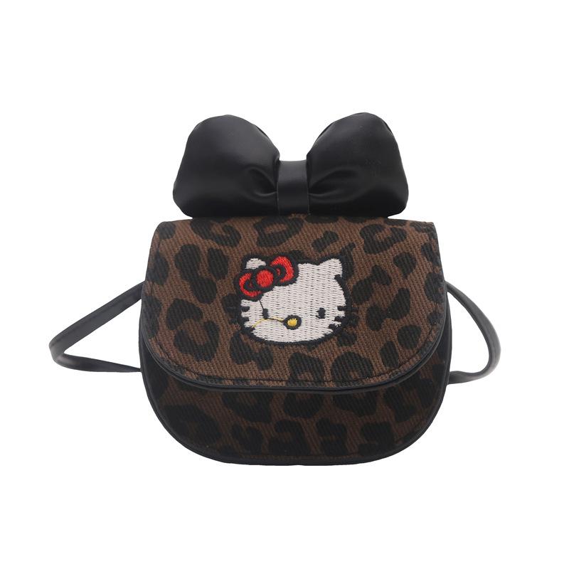 

Леопардовый принт ретро универсальная мини-квадратная сумка с вышивкой Hello Kitty женская мода для выхода в свет иностранный стиль премиум сумка-мессенджер чёрный
