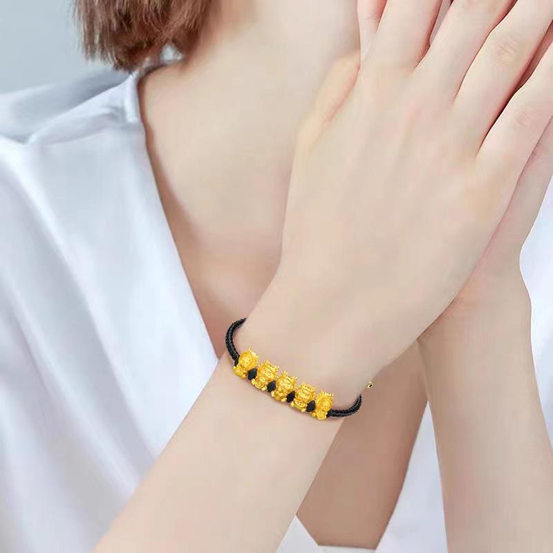 Gold-Plated Zodiac Dragon Red String Bracelet