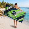 Seattle Seahawks Customized Name Text Beach Towel, Soft Absorbent Towel Beach Pool Travel Personal Gift
