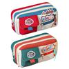 Large Capacity Vintage American Style Color-Block Pencil Case - Multipurpose Accessories Supplies Organizer For Learning