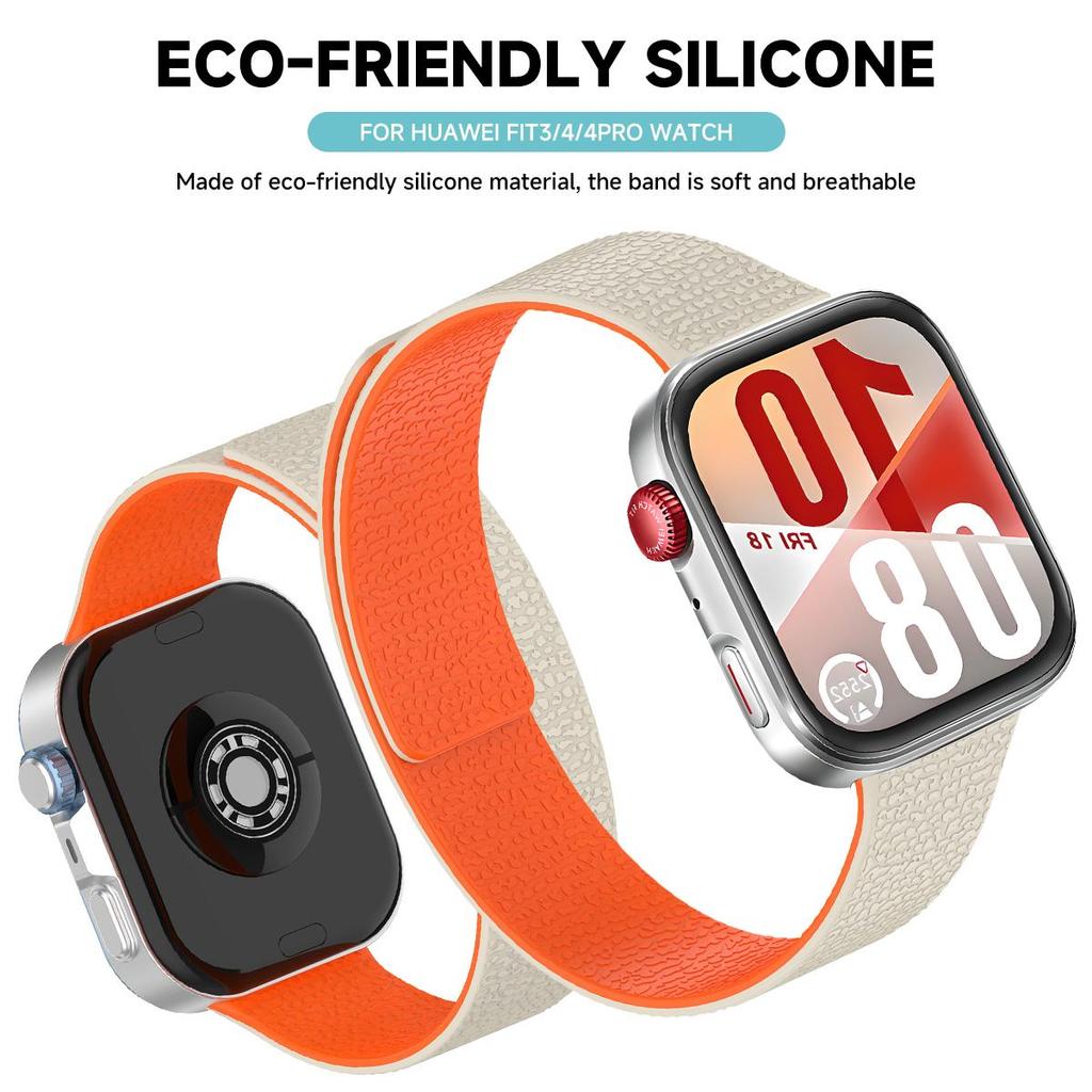 Lychee-patterned Strap for Huawei watch fit 5 5pro  Magnetic silicone loop Band for Huawei watch fit 3 4 4Pro sport Bracelet