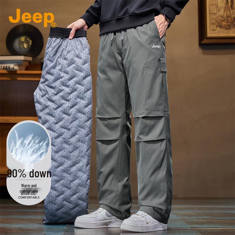 JEEP Men s 2025 Winter Loose Straight Duck Down Cargo Pants L