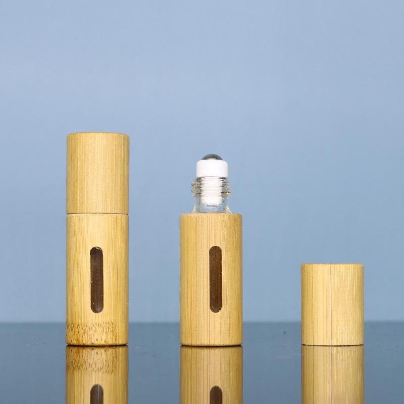 3ml/5ml/10ml/15ml Pack of 10 Mini Glass Roller Bottles with Ball Rollerball Glass Bottles with Bamboo Case Empty Bottles