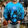 Men's Halloween Print Neck Long Sleeve Sweatshirt Casual Pullover Top